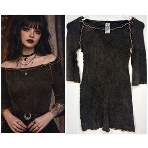 Angelrox Women’s Ballet Top Stretchy Black Basic Lettuce Seam Trim Size Bird 2/4